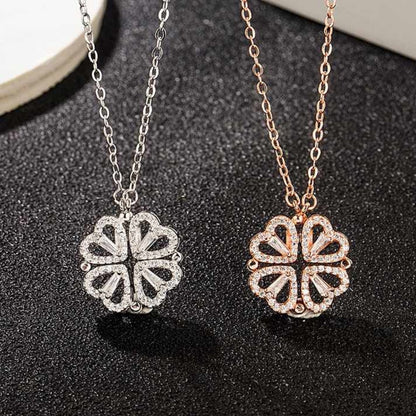 ¡PROMO ESPECIAL SOLO HOY! Collar Magnetico trebol de 4 corazones - 2 Estilos en 1 solo Collar + Caja de Lujo Gratis