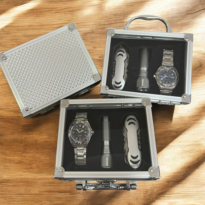 Kit Reloj Survival Deluxe (3 Piezas): Reloj Matrix + Linterna LED y Herramienta Multiusos