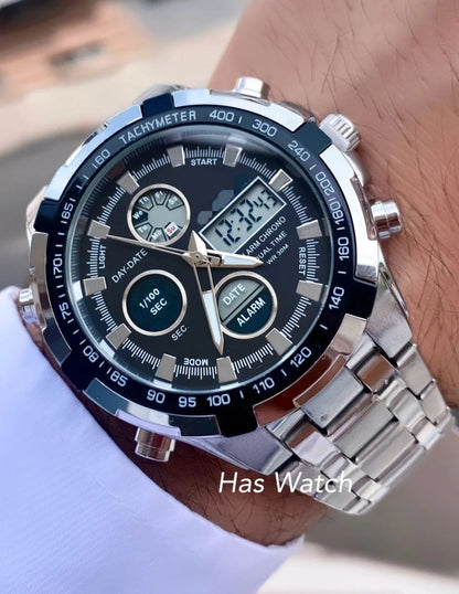 Reloj Fossil Hombre Ejecutivo Acero Inoxidable Doble Hora