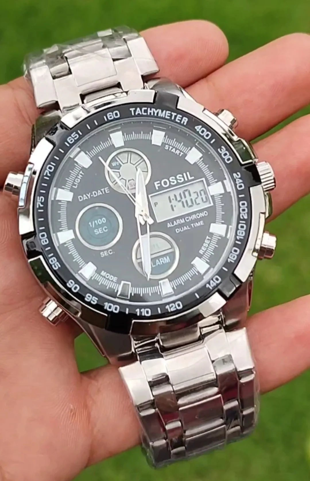 Reloj Fossil Hombre Ejecutivo Acero Inoxidable Doble Hora