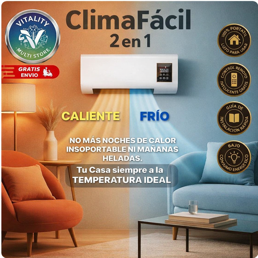 ¡OFERTA ESPECIAL! 2 en 1 Mini Enfriador y Calefactor Personal - Diseño Slim Tipo Split (Fresco, portátil y sin instalaciones costosas)