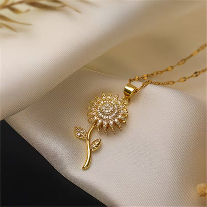 ¡Especial Dia de las Madres! - Collar Flor Girasol Giratorio 360°
