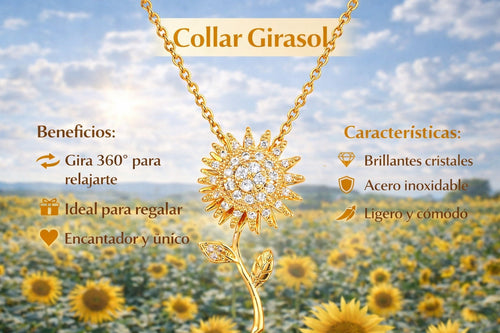 ¡Especial Dia de las Madres! - Collar Flor Girasol Giratorio 360°