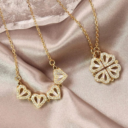 ¡PROMO ESPECIAL SOLO HOY! Collar Magnetico trebol de 4 corazones - 2 Estilos en 1 solo Collar + Caja de Lujo Gratis